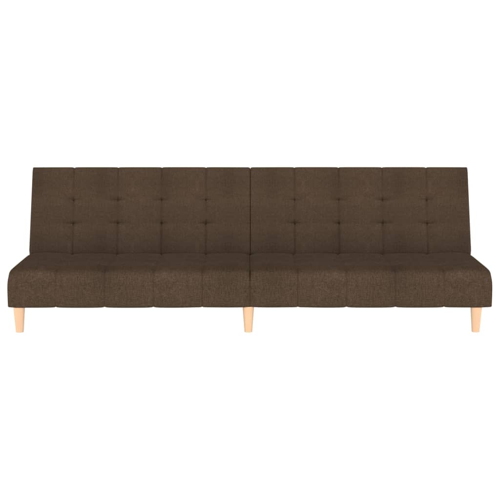Schlafsofa 2-Sitzer mit Fußhocker Braun Stoff