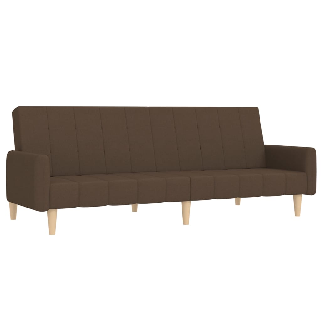 Schlafsofa 2-Sitzer mit Fußhocker Braun Stoff