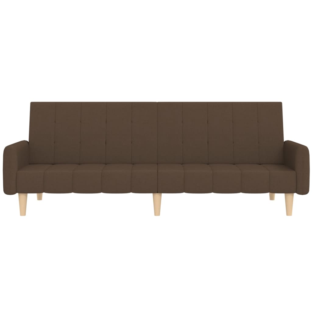 Schlafsofa 2-Sitzer mit Fußhocker Braun Stoff