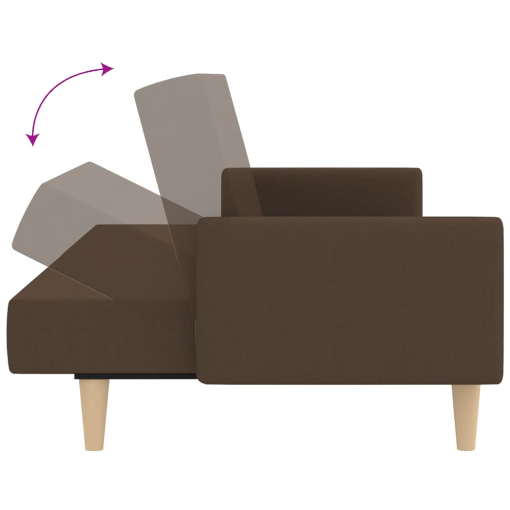 Schlafsofa 2-Sitzer mit Fußhocker Braun Stoff