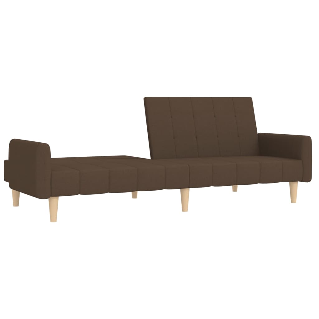 Schlafsofa 2-Sitzer mit Fußhocker Braun Stoff