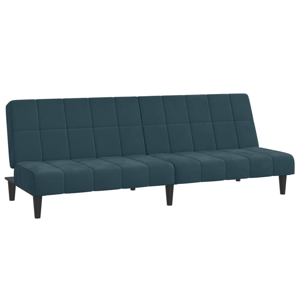 Schlafsofa 2-Sitzer mit Hocker Blau Samt