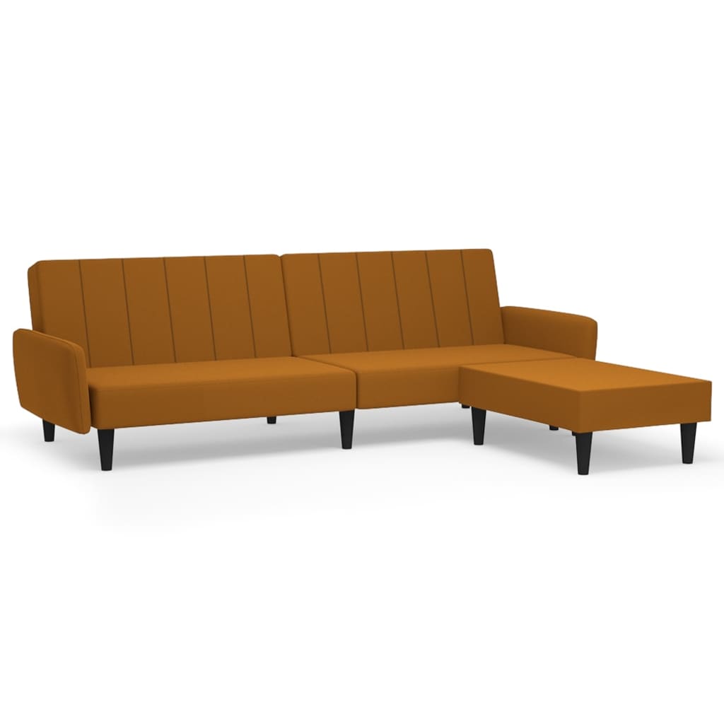 Schlafsofa 2-Sitzer mit Hocker Braun Samt
