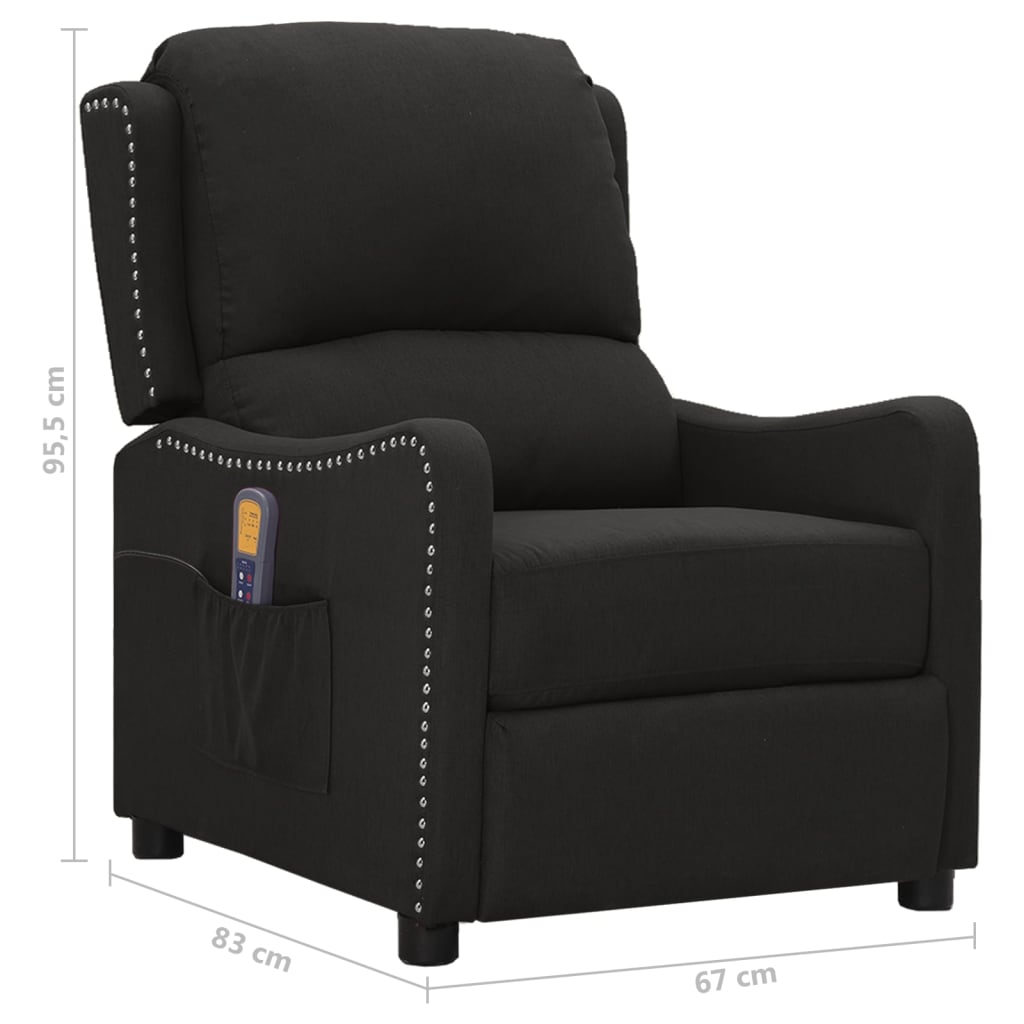 Massagesessel mit Aufstehhilfe Schwarz Stoff