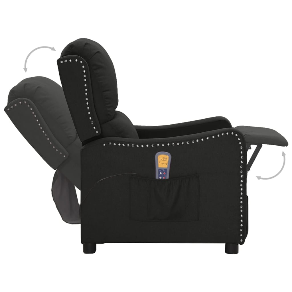 Massagesessel mit Aufstehhilfe Schwarz Stoff