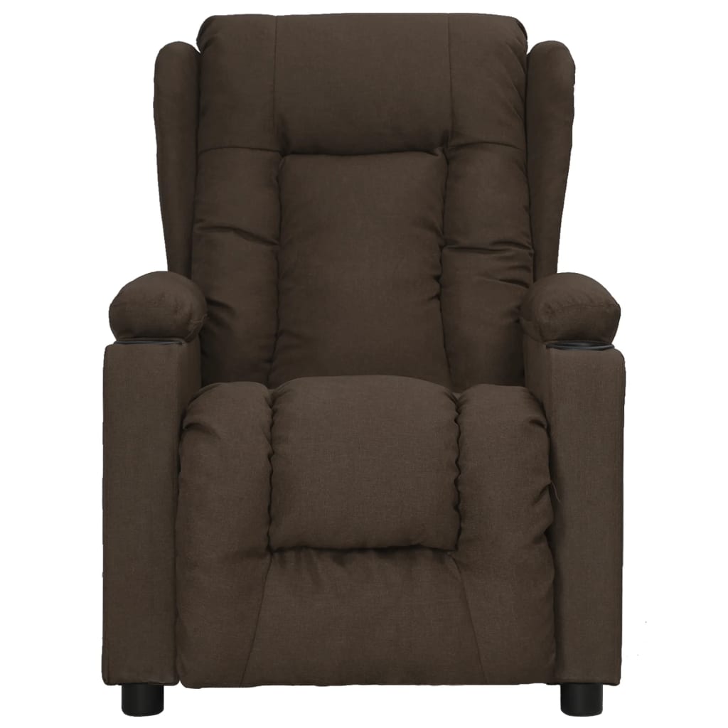 Massagesessel mit Aufstehhilfe Dunkelbraun Stoff