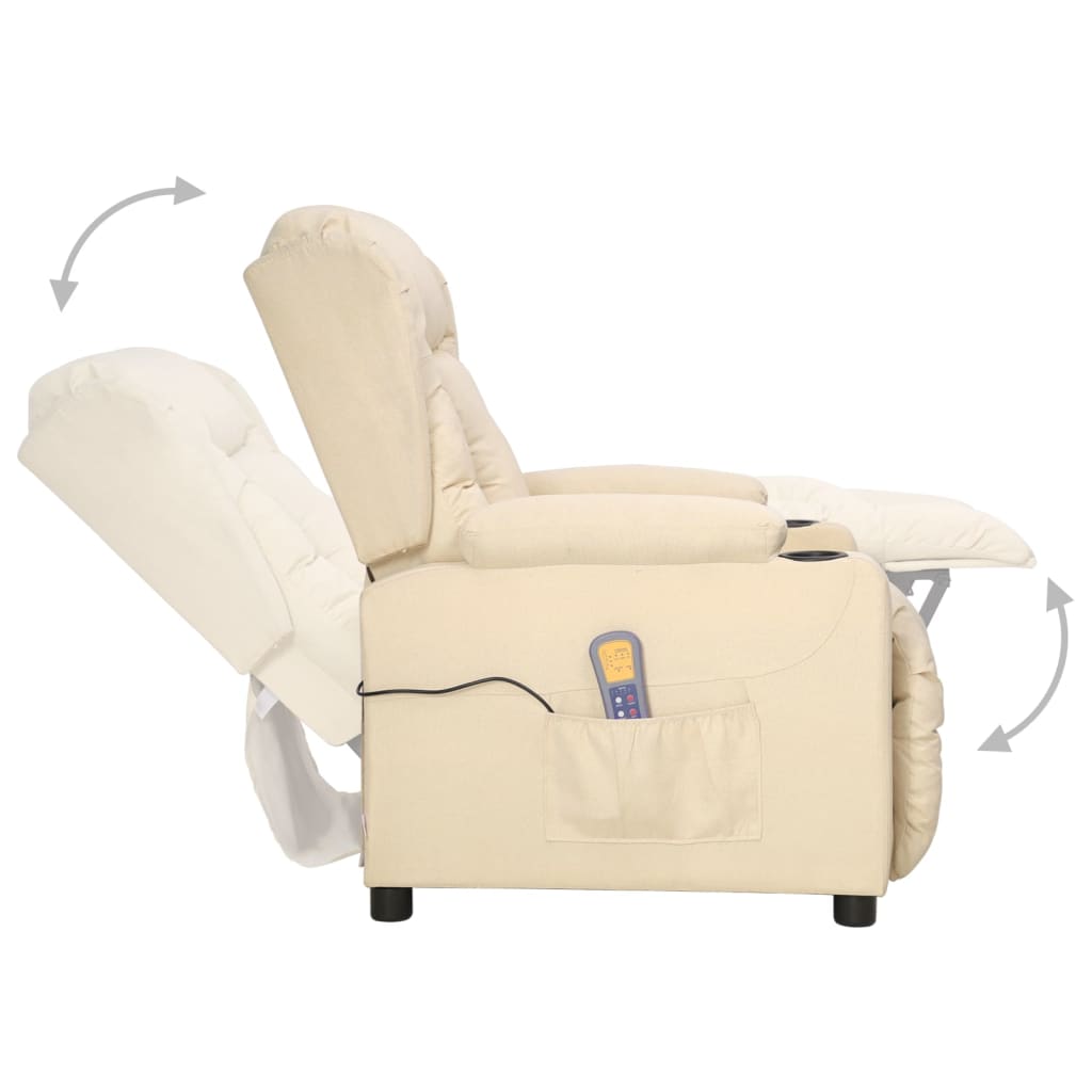 Massagesessel mit Aufstehhilfe Creme Stoff