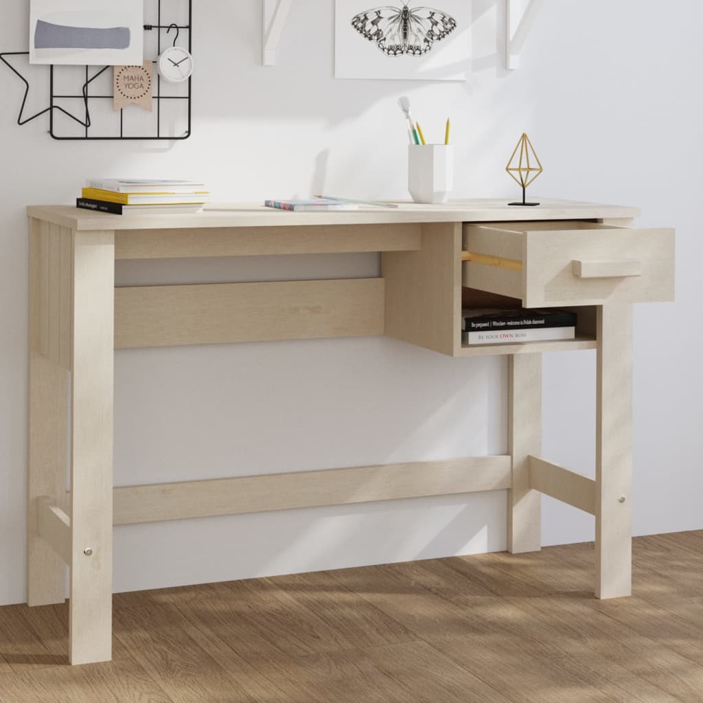 Schreibtisch Honigbraun 110x40x75 cm Massivholz Kiefer