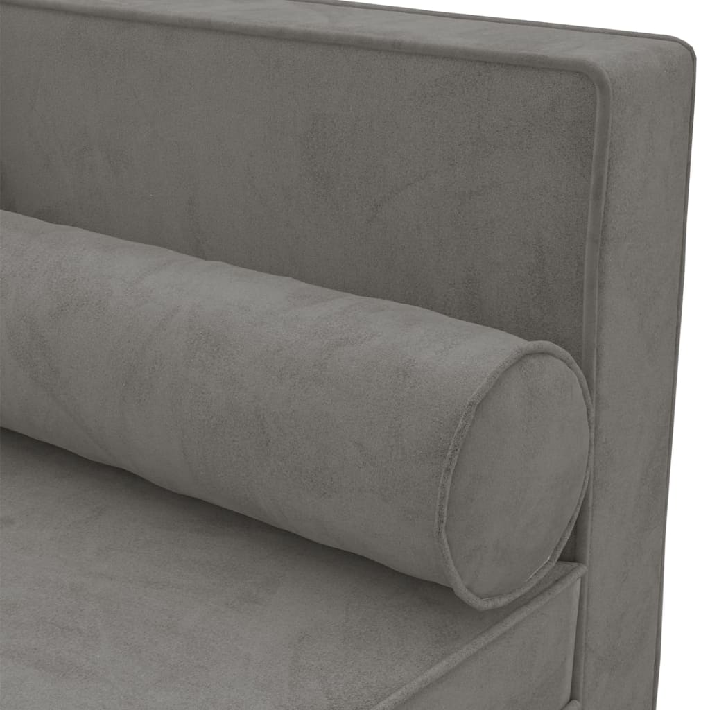 Chaiselongue mit Kissen und Nackenrolle Hellgrau Samt