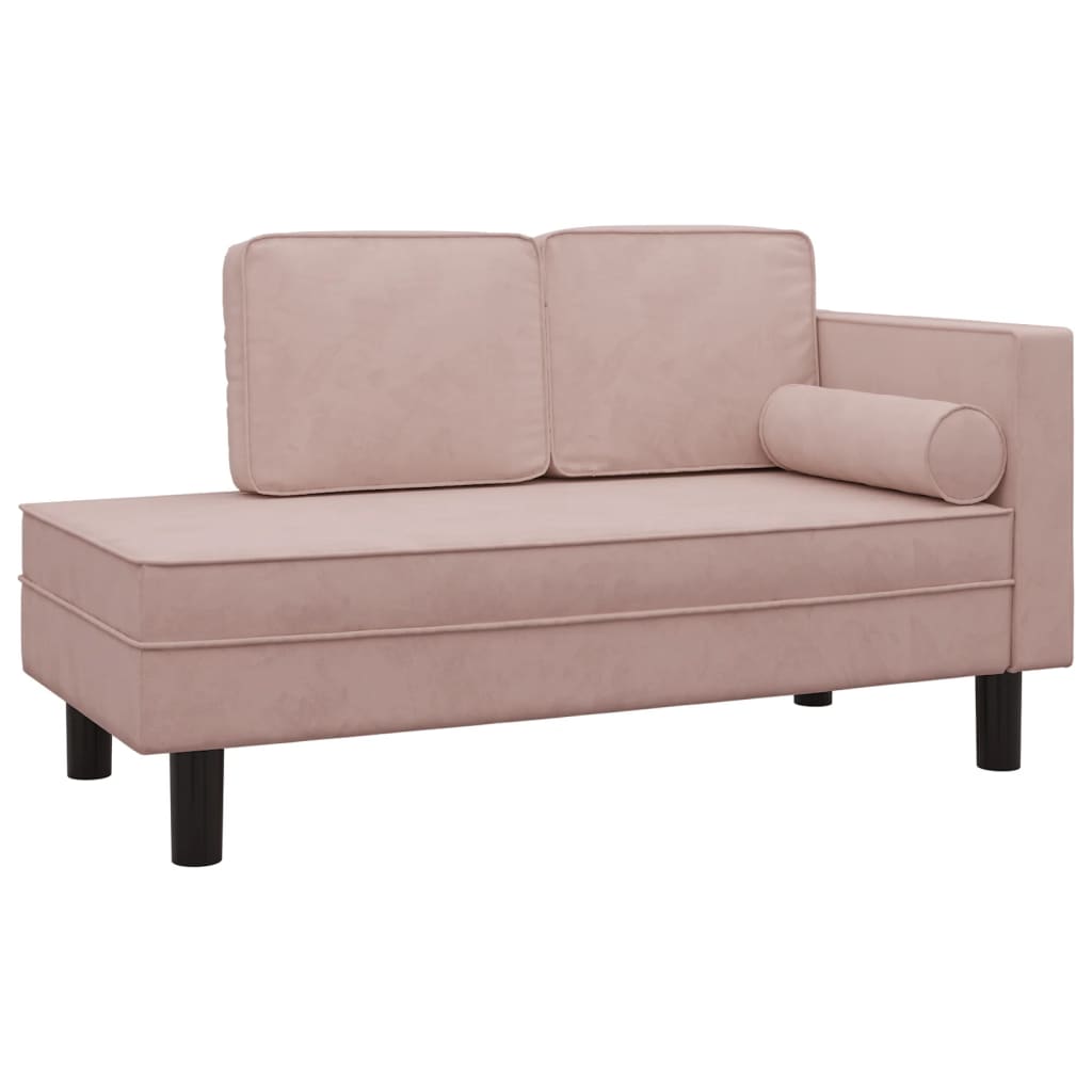 Chaiselongue mit Kissen und Nackenrolle Rosa Samt