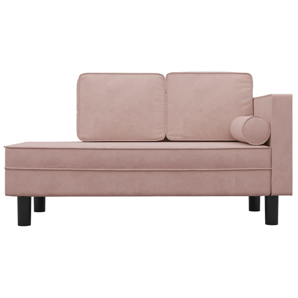 Chaiselongue mit Kissen und Nackenrolle Rosa Samt