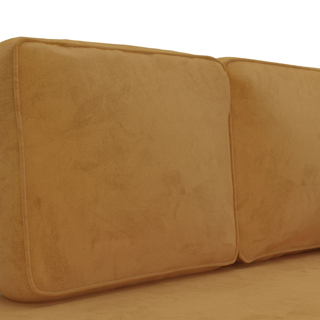 Chaiselongue mit Kissen und Nackenrolle Braun Samt