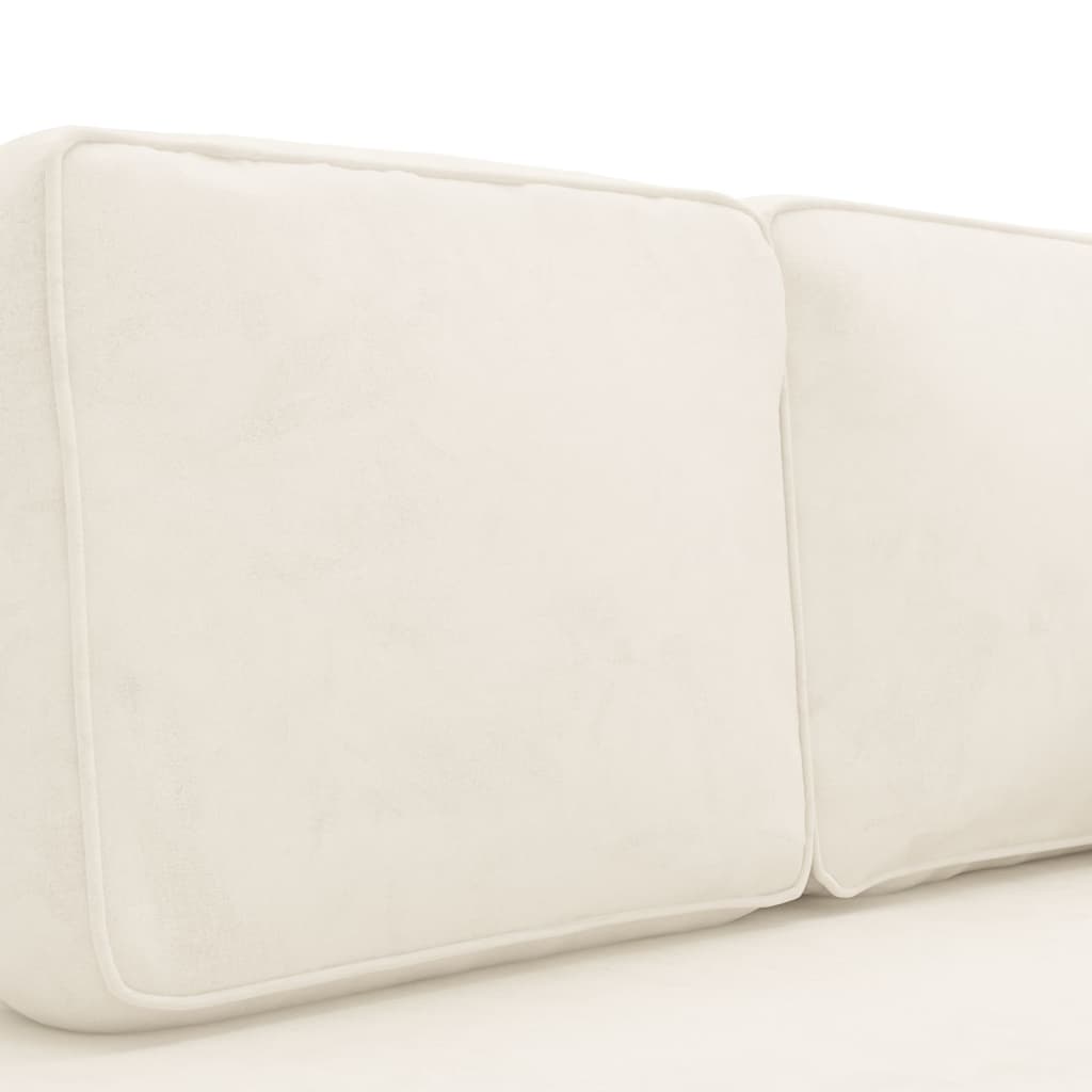 Chaiselongue mit Kissen und Nackenrolle Creme Samt