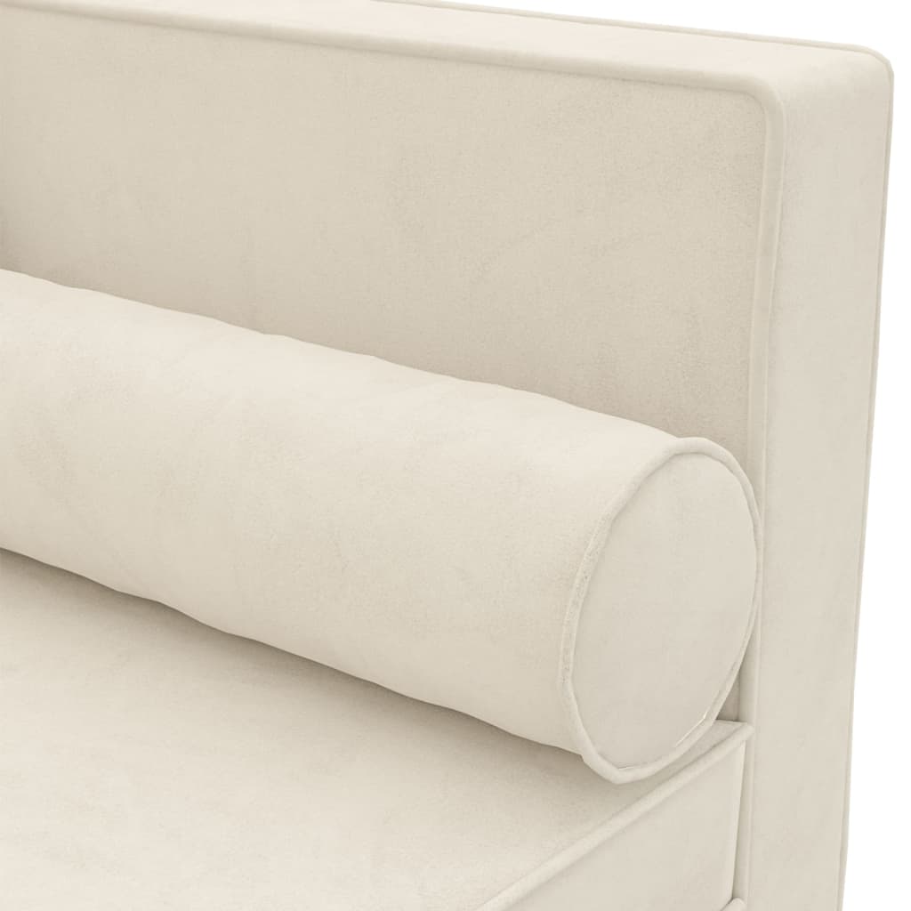 Chaiselongue mit Kissen und Nackenrolle Creme Samt