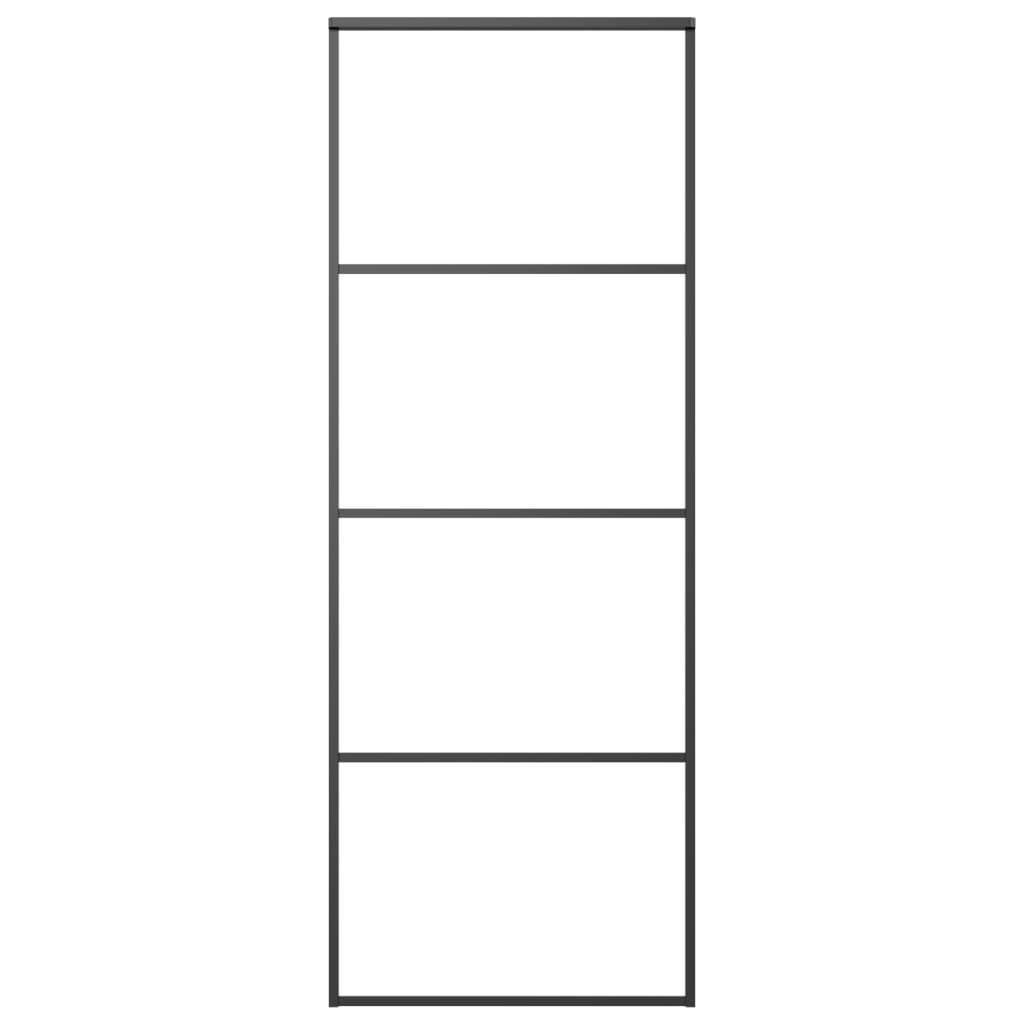 Schiebetür ESG-Glas und Aluminium mattiert 76x205 cm Schwarz