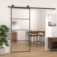 Thumbnail for Schiebetür ESG-Glas und Aluminium mattiert 90x205 cm Schwarz