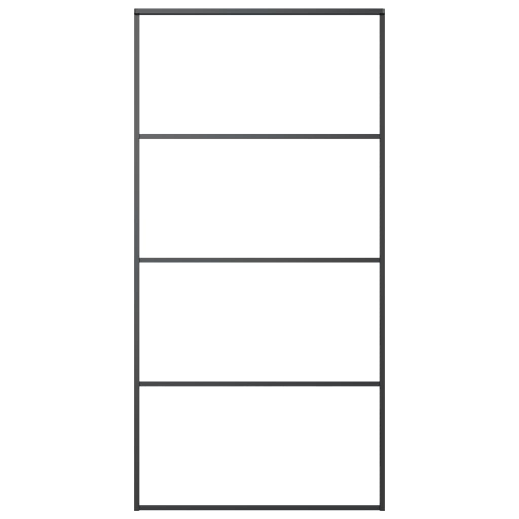 Schiebetür ESG Glas und Aluminium mattiert 102,5x205 cm Schwarz