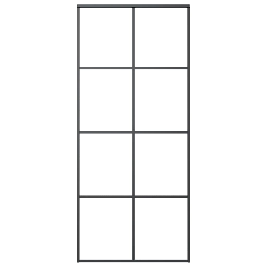 Schiebetür Schwarz 90x205 cm ESG Glas und Aluminium