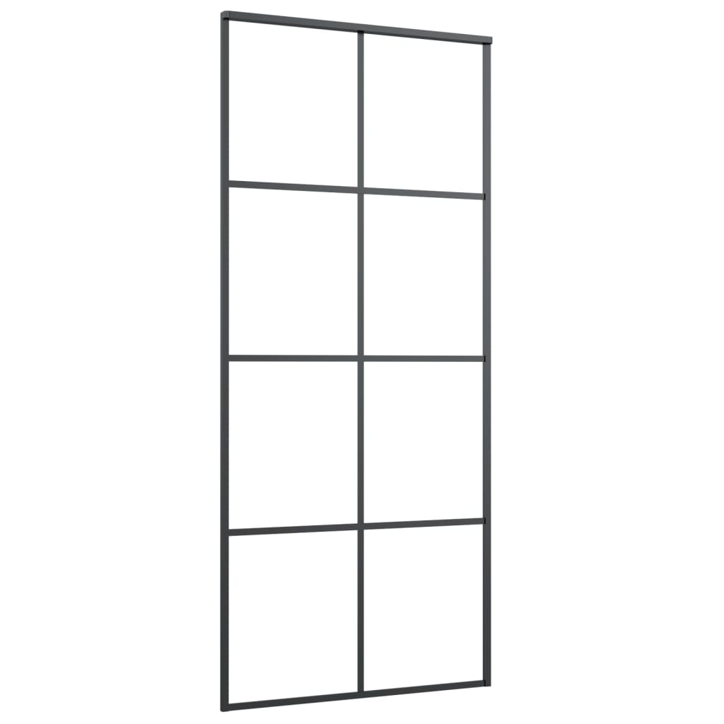 Schiebetür Schwarz 90x205 cm ESG Glas und Aluminium