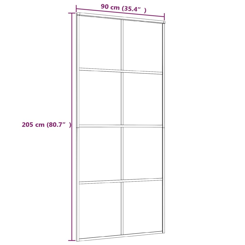 Schiebetür Schwarz 90x205 cm ESG Glas und Aluminium