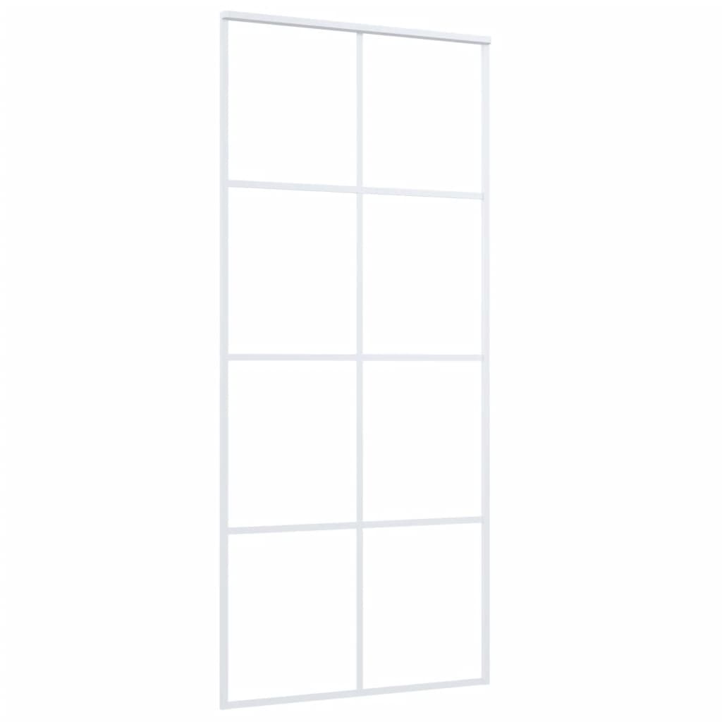 Schiebetür ESG-Glas und Aluminium 90x205 cm Weiß