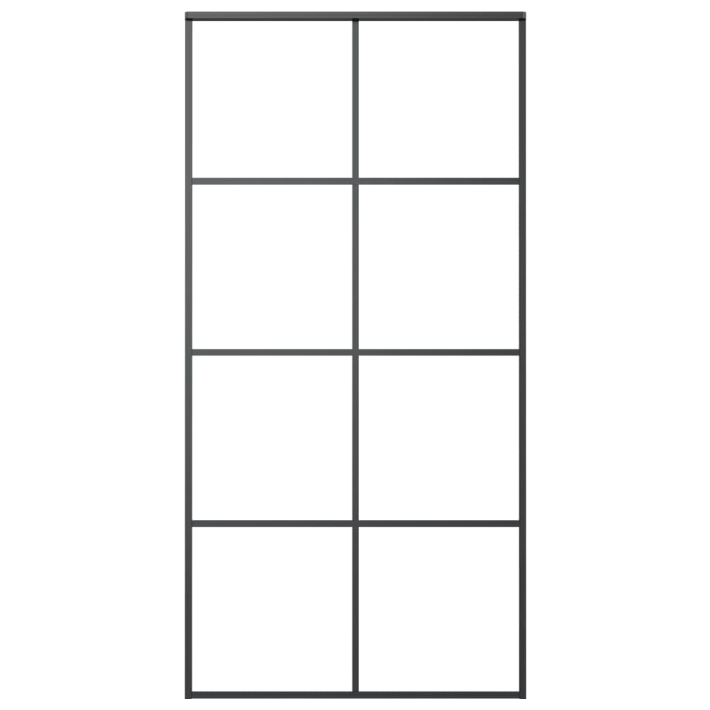 Schiebetür Schwarz 102,5x205 cm ESG Glas und Aluminium