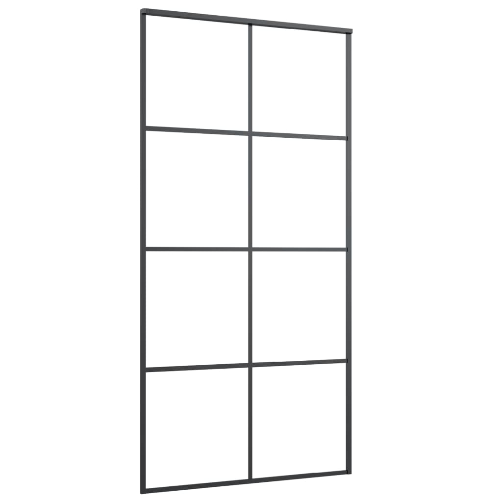 Schiebetür Schwarz 102,5x205 cm ESG Glas und Aluminium