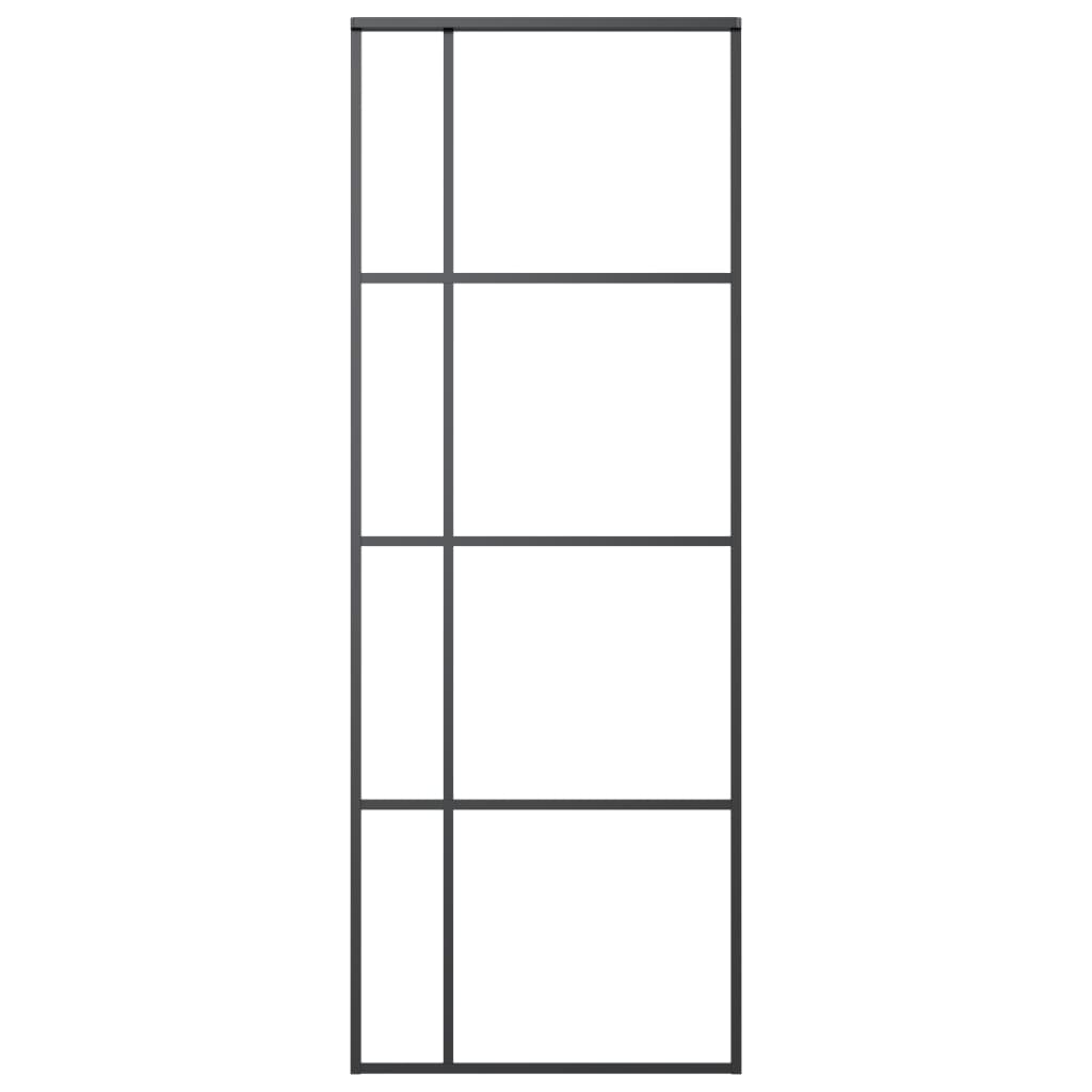 Schiebetür ESG-Glas und Aluminium mattiert 90x205 cm Schwarz
