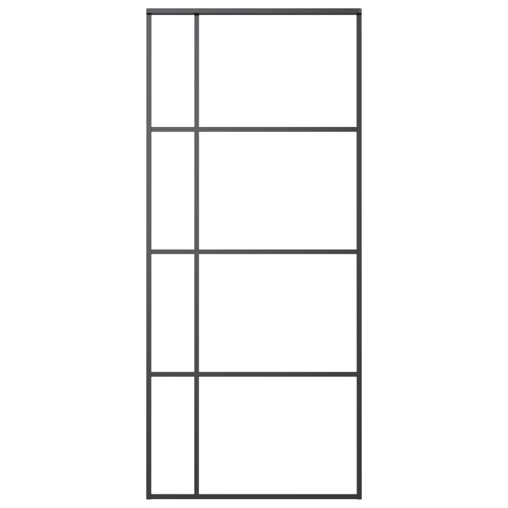 Schiebetür ESG-Glas und Aluminium mattiert 90x205 cm Schwarz