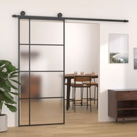 Thumbnail for Schiebetür ESG-Glas und Aluminium mattiert 90x205 cm Schwarz