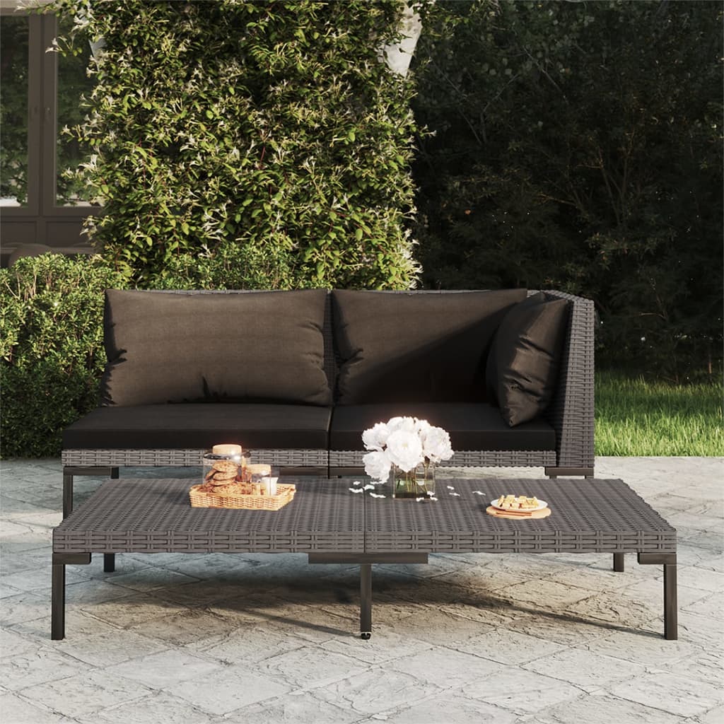 Gartensofa mit Kissen Halbrundes Poly Rattan