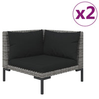 Thumbnail for Gartensofas 2 Stk. mit Kissen Halbrundes Poly Rattan