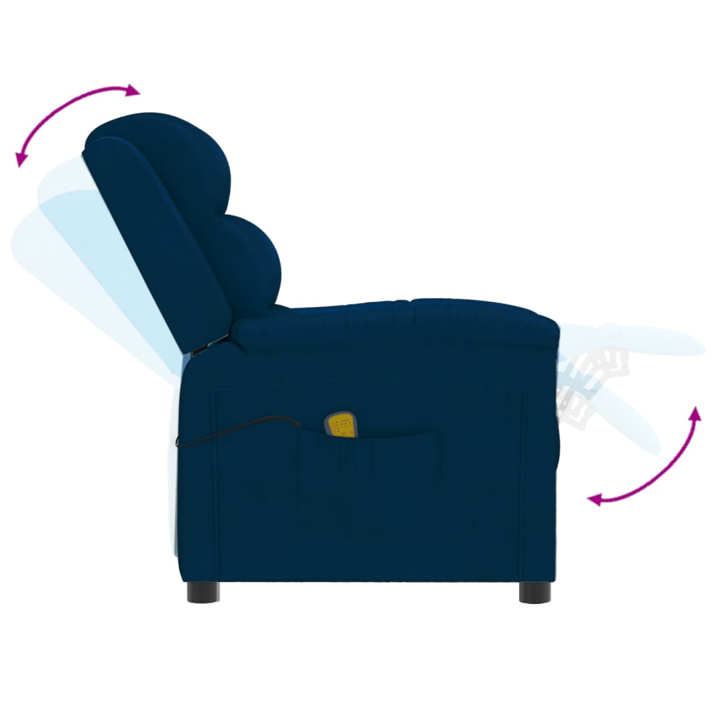 Massagesessel Blau Samt