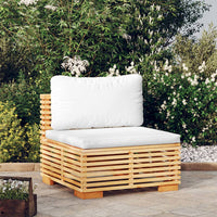 Thumbnail for Garten-Mittelsofa mit Creme Kissen Massivholz Teak