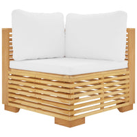 Thumbnail for Garten-Ecksofa mit Creme Kissen Massivholz Teak
