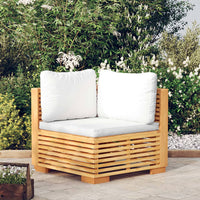Thumbnail for Garten-Ecksofa mit Creme Kissen Massivholz Teak