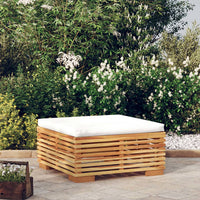 Thumbnail for Gartenhocker mit Creme Kissen Massivholz Teak