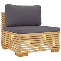 Thumbnail for Garten-Mittelsofa mit Dunkelgrauen Kissen Massivholz Teak