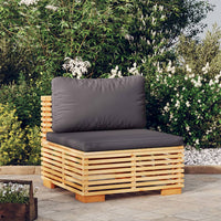 Thumbnail for Garten-Mittelsofa mit Dunkelgrauen Kissen Massivholz Teak