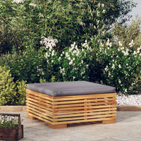 Thumbnail for Gartenhocker mit Dunkelgrauen Kissen Massivholz Teak