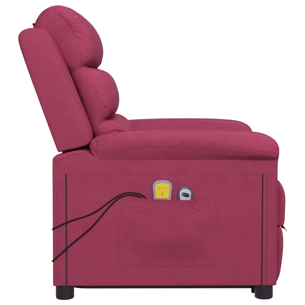 Massagesessel mit Aufstehhilfe Weinrot Samt
