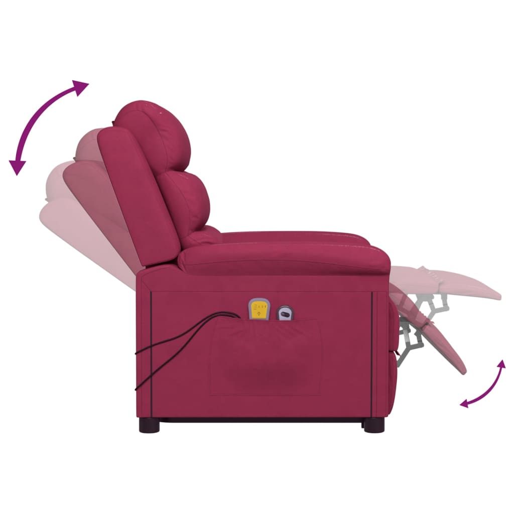 Massagesessel mit Aufstehhilfe Weinrot Samt