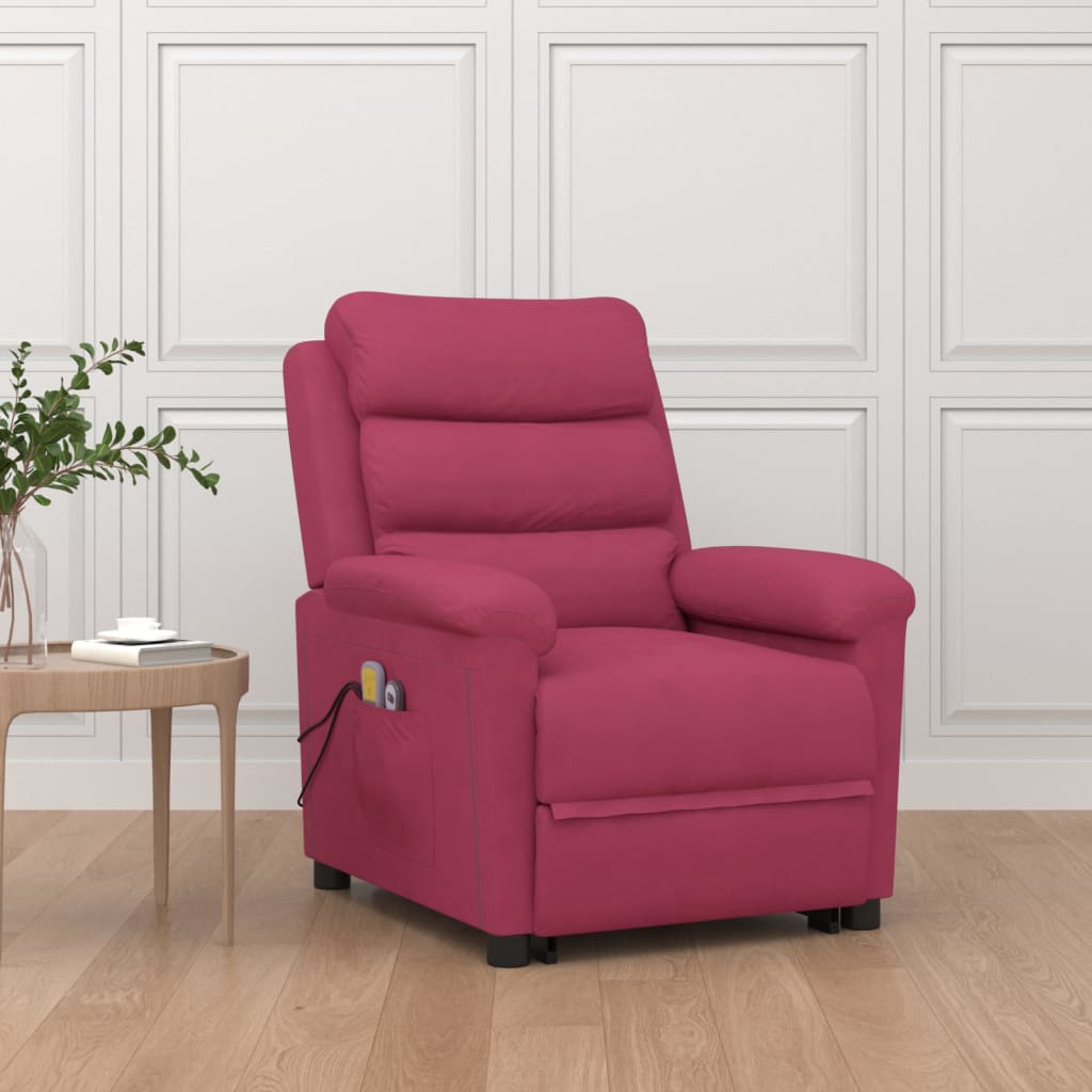 Massagesessel mit Aufstehhilfe Weinrot Samt