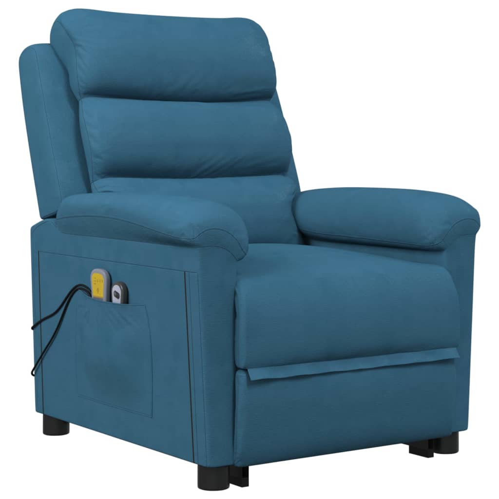 Massagesessel mit Aufstehhilfe Blau Samt