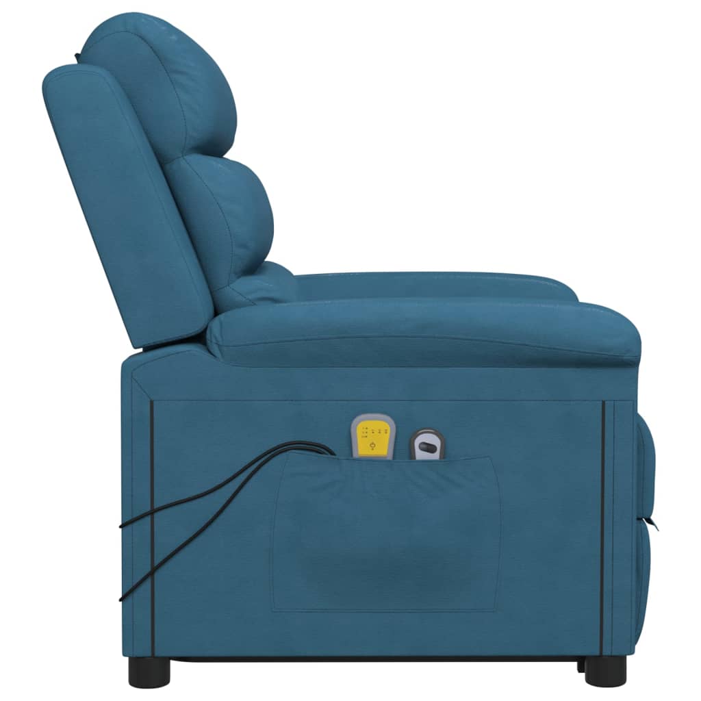 Massagesessel mit Aufstehhilfe Blau Samt