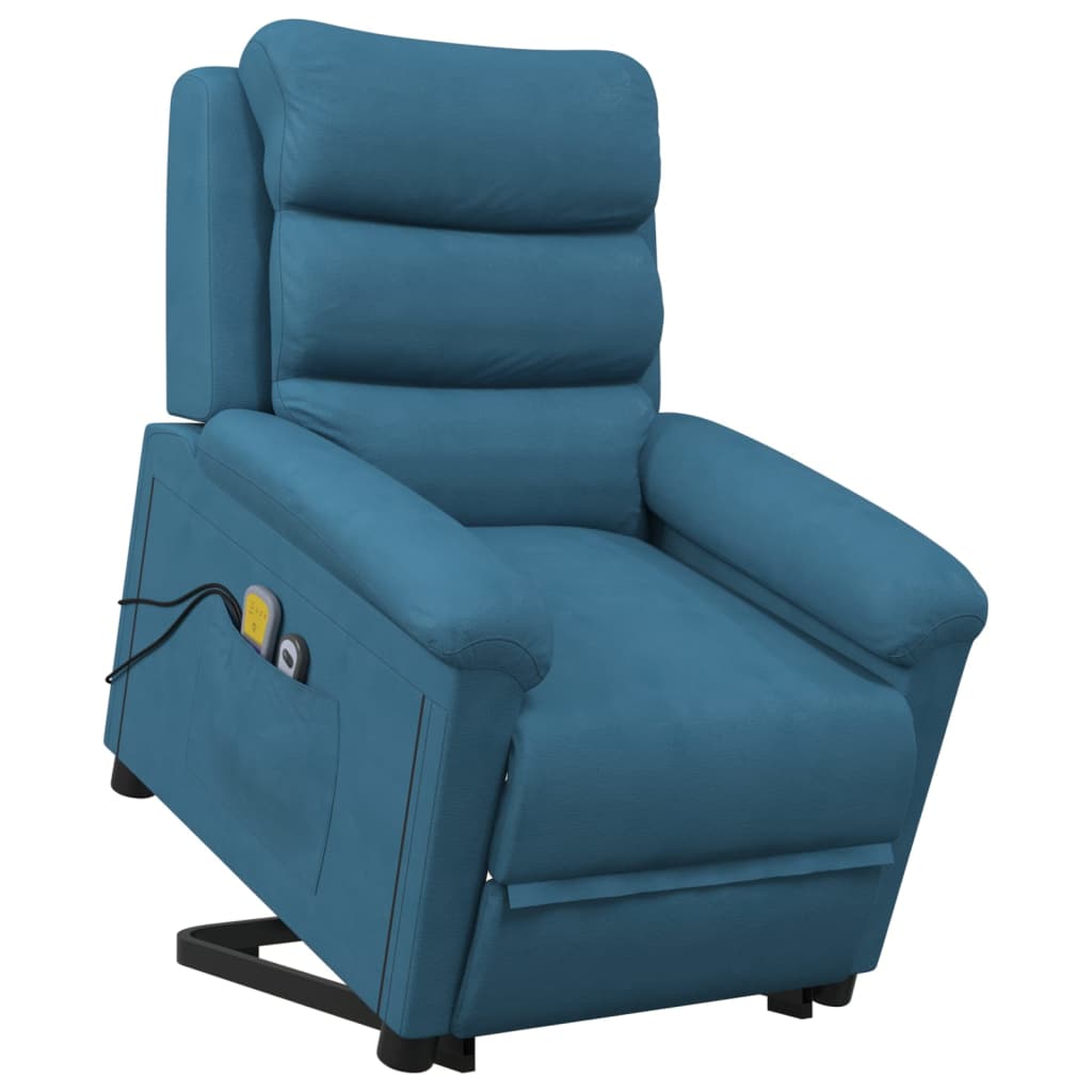 Massagesessel mit Aufstehhilfe Blau Samt