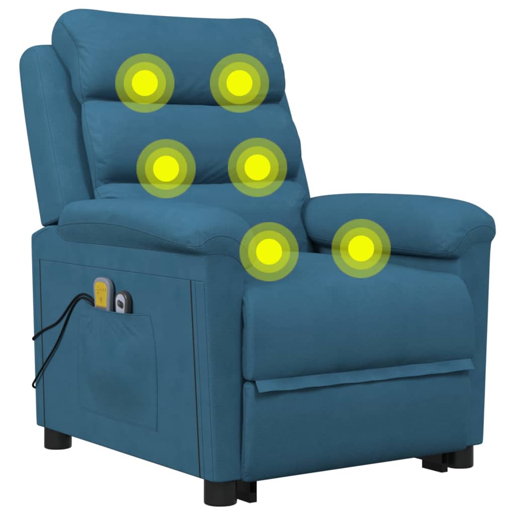 Massagesessel mit Aufstehhilfe Blau Samt