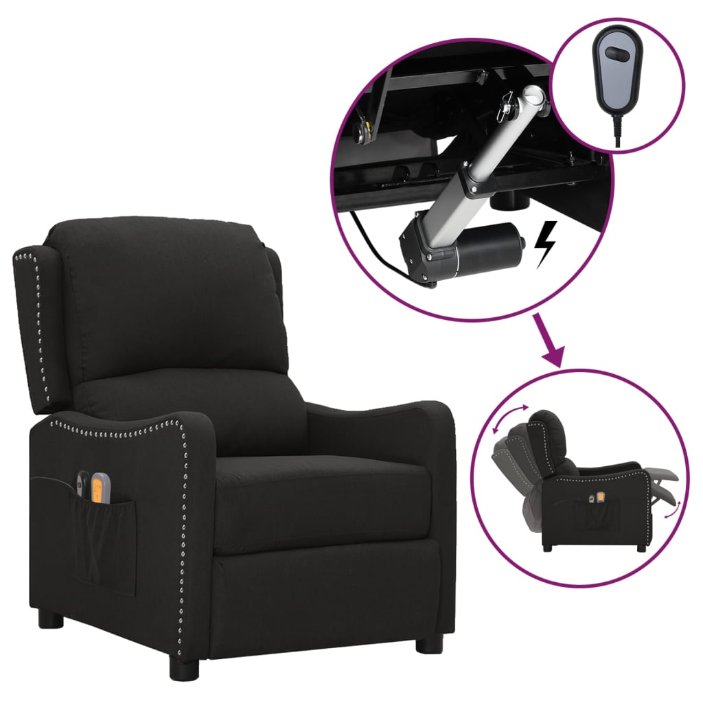 Massagesessel Elektrisch Schwarz Stoff