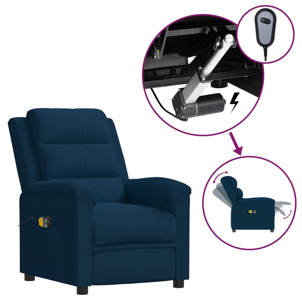 Elektrischer Massagesessel Blau Samt