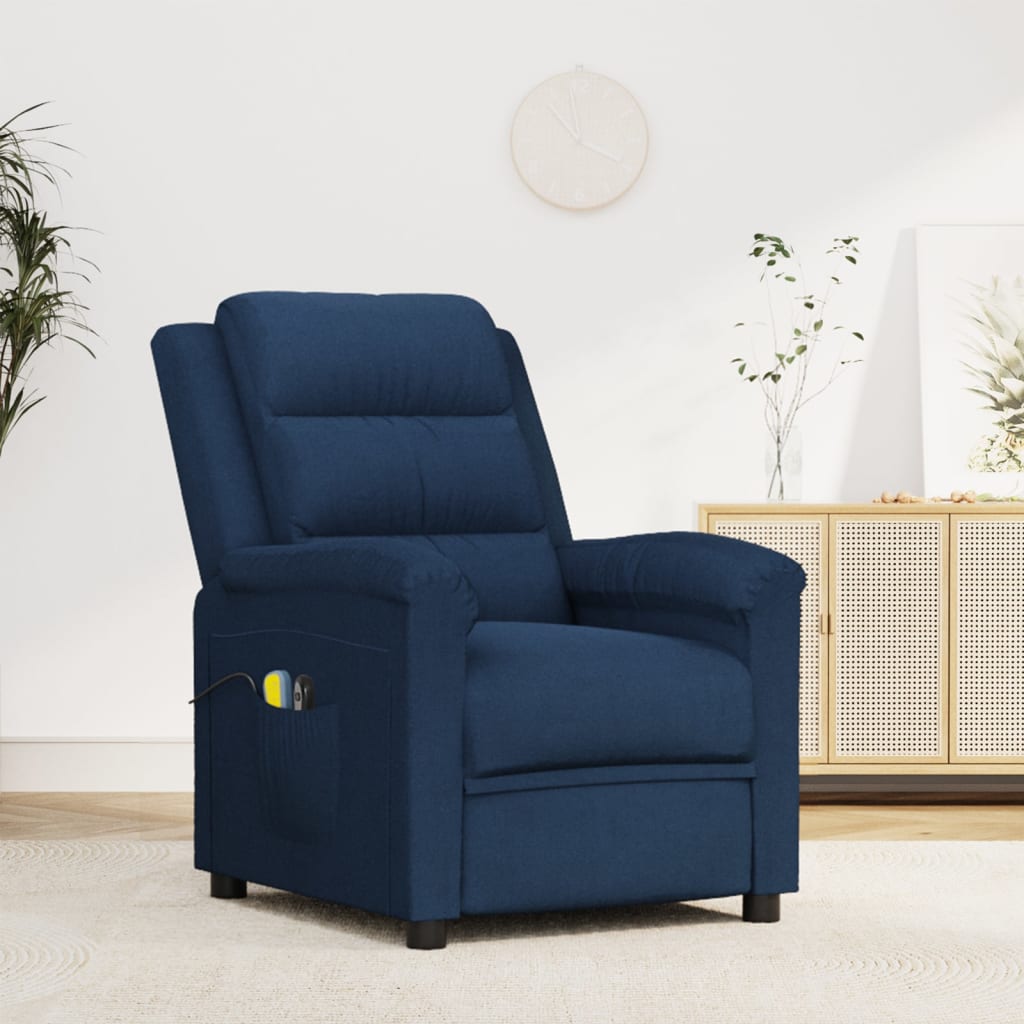 Elektrischer Massagesessel Blau Samt
